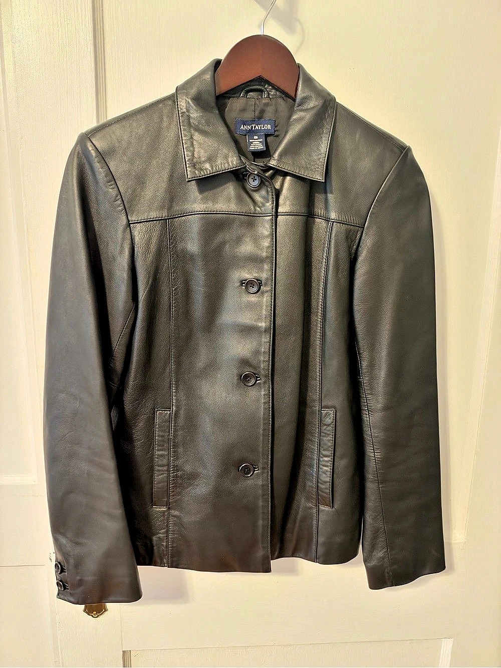 Ann Taylor Leather Jacket Black Size XS Like New
